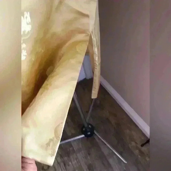 VTG  GOLD YELLOW CHINESE BROCADE JACKET COAT EVENING COAT SMALL - Picture 11 of 11